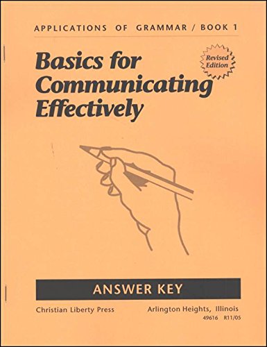 Basics For Communicating Effect Answer Key (Applications of Gram) (Used-Like New)