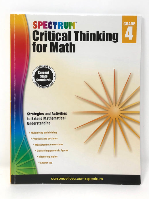 Spectrum Critical Thinking for Math- Grade 4 (Used-Worn/Acceptable) - Little Green Schoolhouse Books