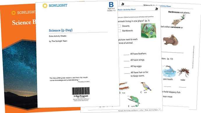 Sonlight Science B Extra Activity Sheets - Animals, Astronomy, and Physics (2016 Version) (New) - Little Green Schoolhouse Books